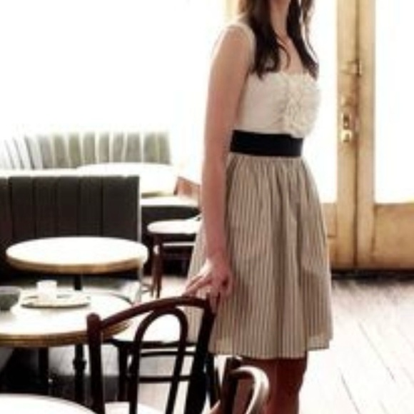 ANTHROPOLOGIE BURLAPP Sleeveless Striped Rosette Fit & Flare Dress—SZ. XS - Picture 7 of 16